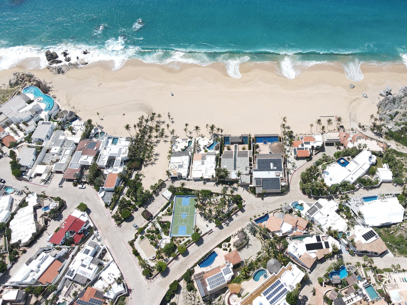 Full size basketball court among beachfront villas at Pedregal, Cabo San Lucas